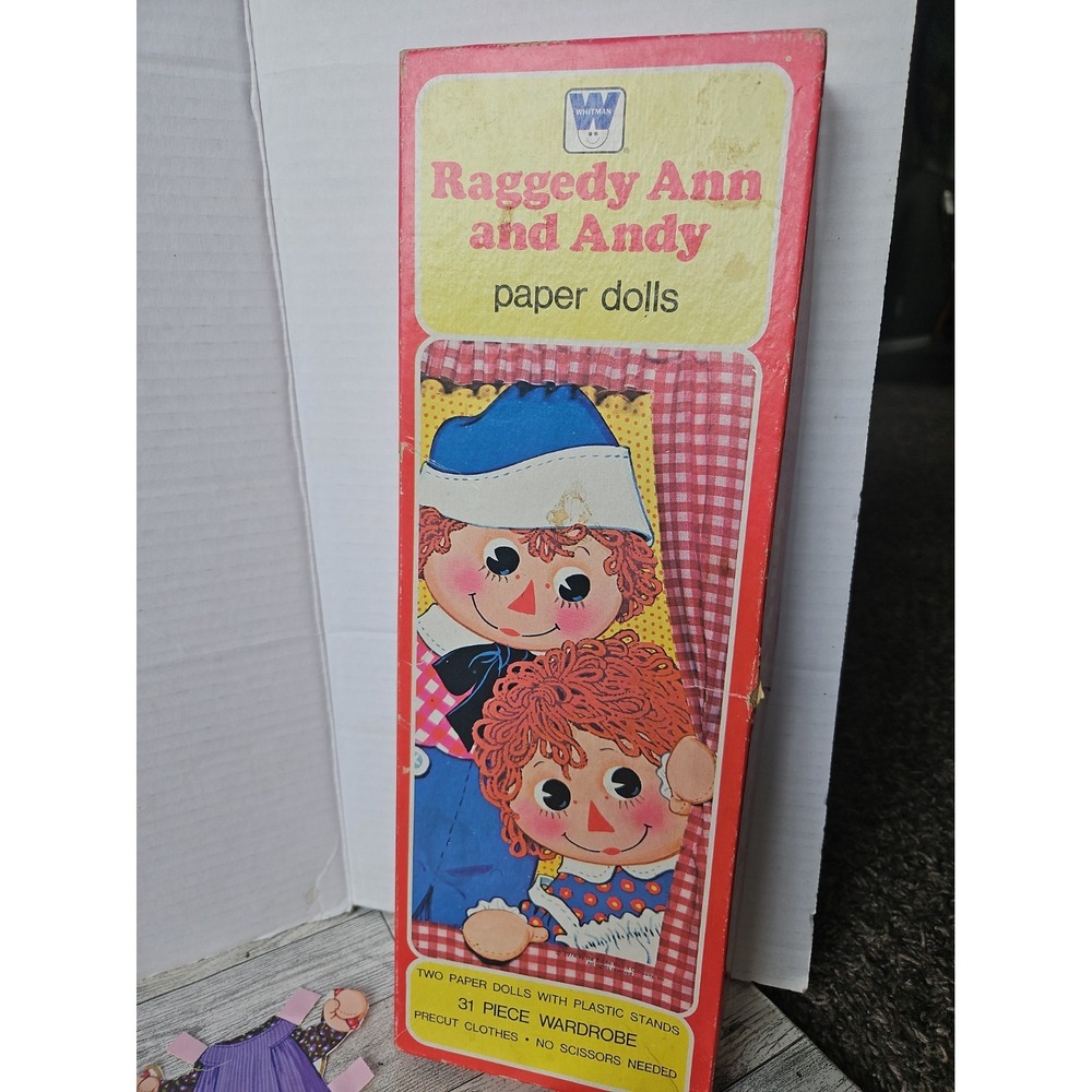 Vintage Raggedy Ann & Andy Cardboard Paper Doll & Various Clothing Outfits